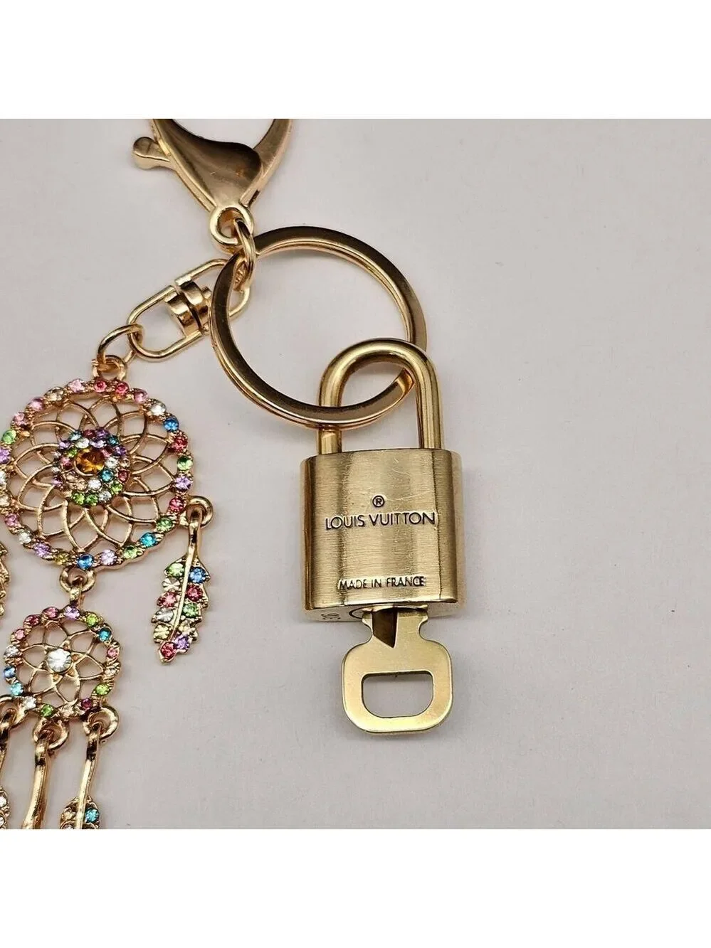 Louis Vuitton Gold Lock 🔒 Authentic LV Key + Unbranded Dream Catcher Bag Charm